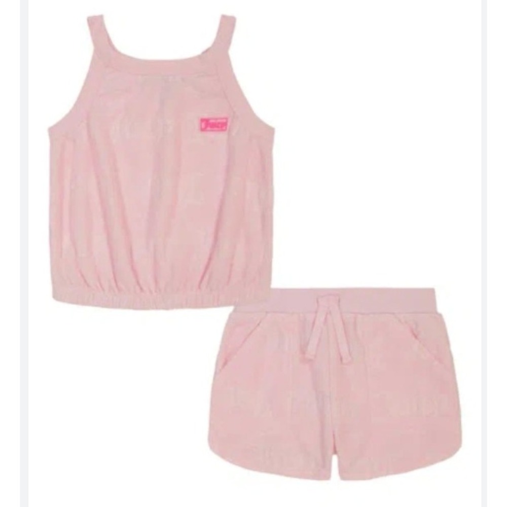Juicy Couture Pink Terry Cloth Crop Tank & Shorts Matching Set 24 Months